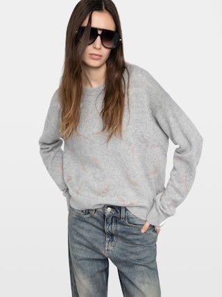 Pull Markuz 100% Cachemire - Pull col rond avec strass ailes.