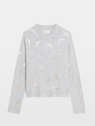 Markuz Cashmere Sweater - Round neck sweater with rhinestone wings.