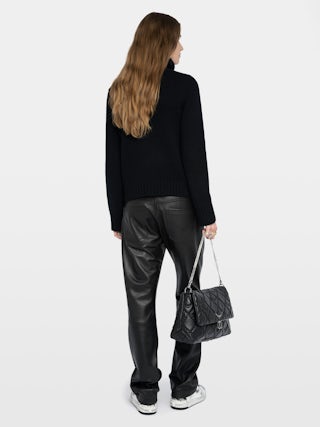 Pull Nalma 100% Cachemire - Pull col roulé bouton bijoux.