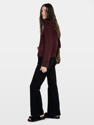 Pull Nalma 100% Cachemire - Pull col roulé bouton bijoux.