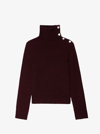 Nalma Cashmere Sweater - Sweater with roll neck and jewel buttons.