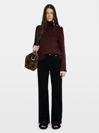 Nalma Cashmere Sweater - Sweater with roll neck and jewel buttons.