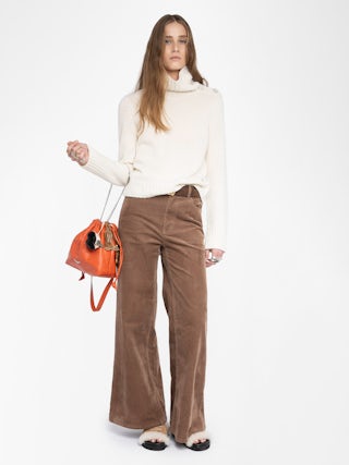 Nalma Cashmere Sweater - Sweater with roll neck and jewel button.