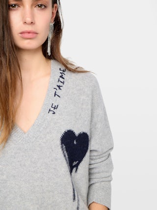 Mikyz Cashmere Sweater - V-neck sweater with embroidery and intarsia.