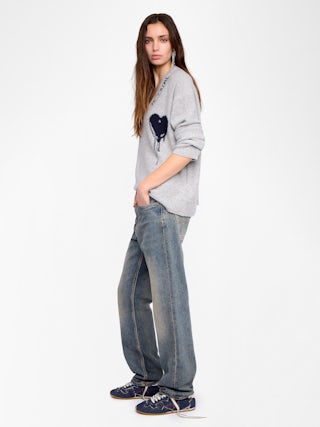 Mikyz Jumper 100% Cashmere - V-neck sweater with embroidery and intarsia.