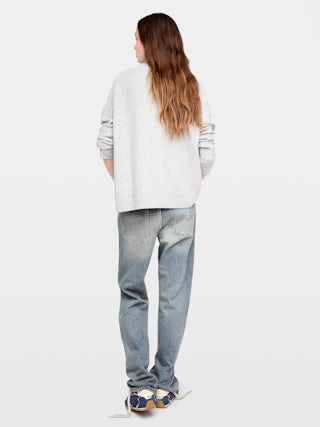 Maglione Mikyz 100% Cashmere - Maglione scollo a V con ricamo e intarsio.