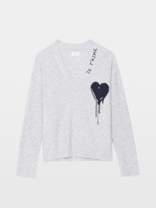 Maglione Mikyz 100% Cashmere - Maglione scollo a V con ricamo e intarsio.