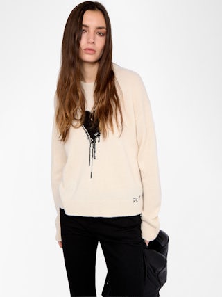 Markuz Jumper 100% Cashmere - Round neck sweater with long sleeves featuring Valentine's Day customization.