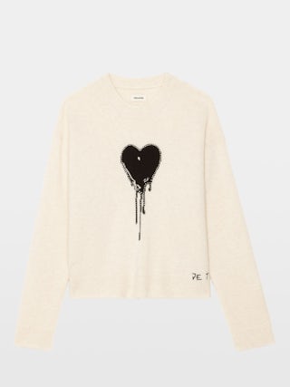 Markuz Cashmere Sweater - Round neck sweater with long sleeves featuring Valentine's Day customization.