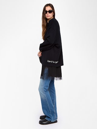 Pull Swyna - Pull oversize avec broderie au bas de corps.
