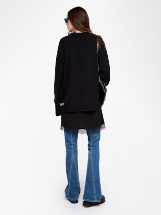 Pull Swyna - Pull oversize avec broderie au bas de corps.