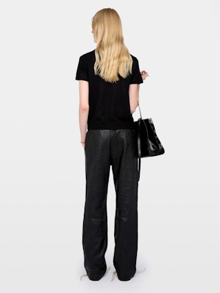 Idal Jumper 100% Cashmere - Short-sleeved jumper with round neckline featuring intarsia and rhinestones.