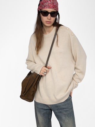 Pull Swyna - Pull oversize avec broderie au bas de corps.