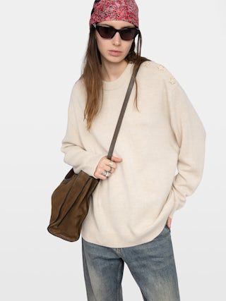 Maglione Swyna - - Maglia oversize con ricamo sul fondo _x000D_