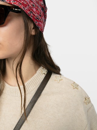 Swyna Sweater - Oversized round neck sweater with jeweled buttons.