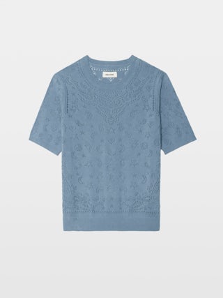 Pull Dolly - Pull col rond et manches courte avec pointelle.