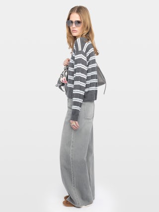 Swapy Jumper 100% Cashmere - Round neck jumper with horizontal stripes.