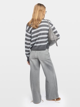 Swapy Jumper 100% Cashmere - Round neck jumper with horizontal stripes.