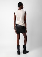Nida Mon Amour Top - Light pink linen sleeveless top with intarsia jacquard “Mon Amour” slogan.