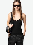 Nora Cashmere Tank Top - Ribbed knit tank top.