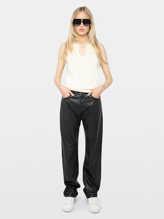 Sayani White Sleeveless Knit Top with Brooch - Knit top with wing closure.