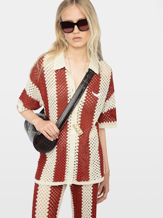 Ciara Shirt - Short-sleeved crochet shirt.