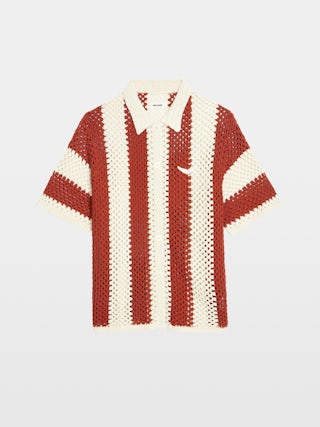 Ciara Striped Crochet Top - Short-sleeved crochet shirt.