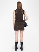 Vicky Cashmere Sweater - Sleeveless V-neck sweater with rhinestones.