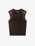 Vicky Cashmere Sweater - Sleeveless V-neck sweater with rhinestones.