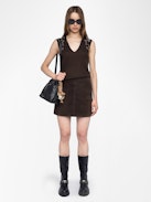 Vicky Cashmere Sweater - Sleeveless V-neck sweater with rhinestones.
