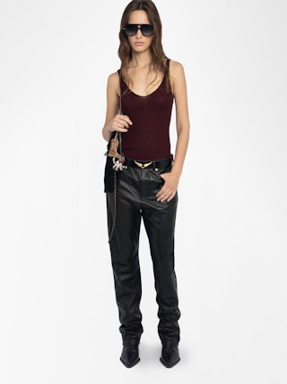 Débardeur Nora 100% Cachemire - Débardeur à côtes col V.