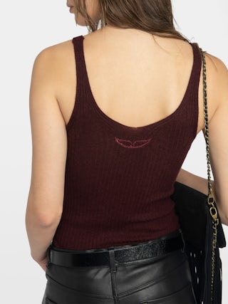 Camiseta de tirantes Nora 100% Cachemir - Camiseta de tirantes acanalada con escote en V.