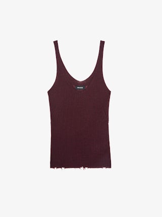 Débardeur Nora 100% Cachemire - Débardeur à côtes col V.