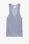 Lee Tank Top Leinen - Women's beige and blue linen tank top with ZV all-over pattern