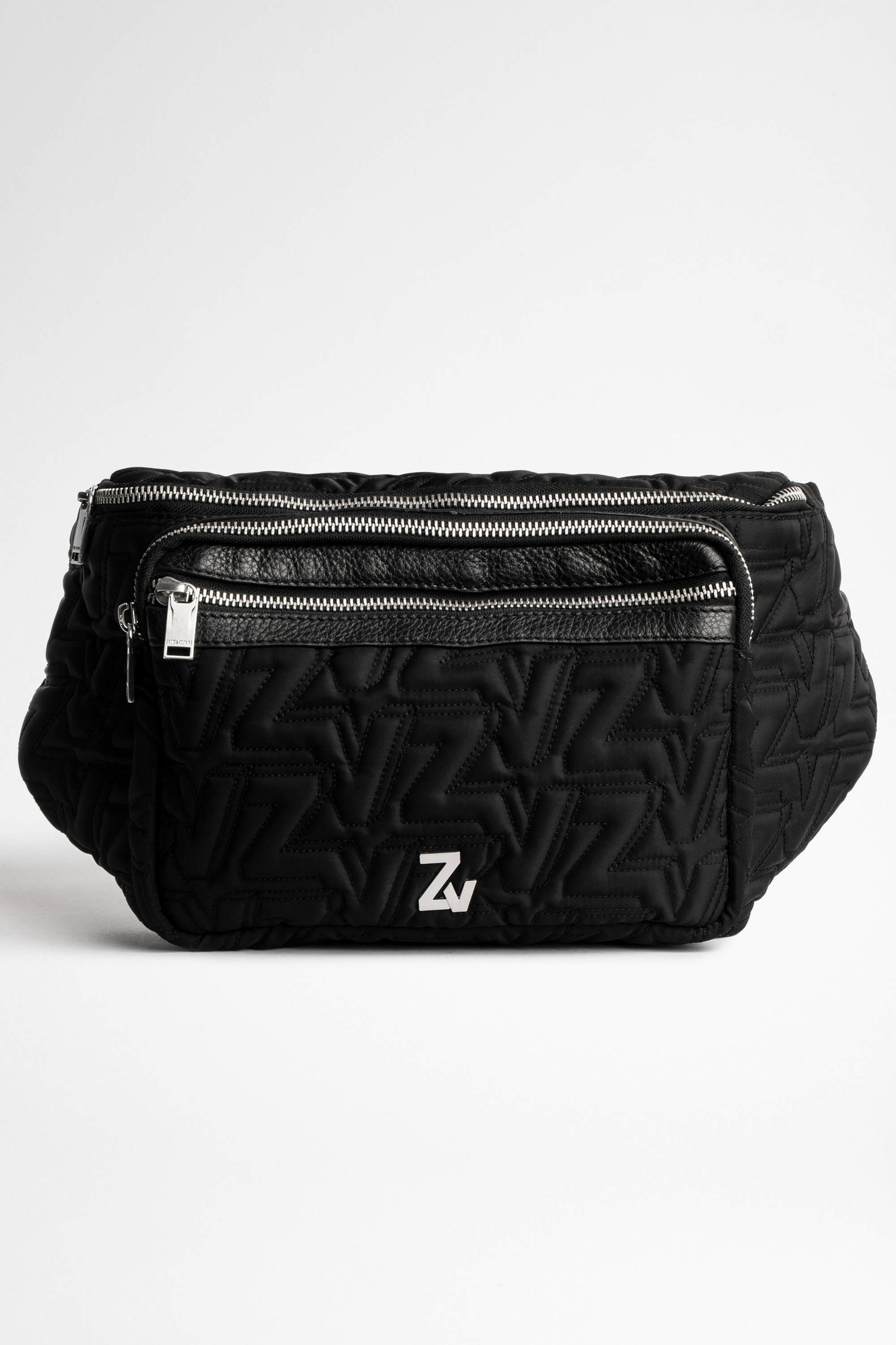 Tasche mit ZV-Monogramm Jude XL Schwarze Herrengürteltasche aus Nylon mit ZV-Prägung