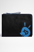 Kleine Tasche ZV Initiale John - Herrentasche aus schwarzem Leder