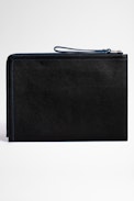 Kleine Tasche ZV Initiale John - Herrentasche aus schwarzem Leder