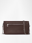 Rock Pochette - Pochette aus genarbtem Leder mit doppelten Leder- und Metallketten und mit Strass verzierten Flügeln.