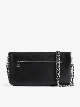 Rock Studs Pochette - Iconic rock clutch in black grained leather with studs.
