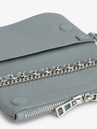 Clutch Rock Nano - Pochette aus genarbtem Leder mit Signature-Metallflügeln und Strassverzierung.
