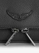 Pochette Rock Nano - Pochette in pelle granata con ali caratteristiche ornate di strass.