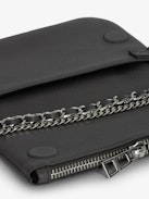 Pochette Rock Nano - Pochette in pelle granata con ali caratteristiche ornate di strass.