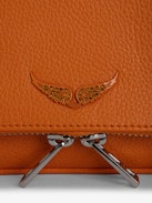 Pochette Rock Nano - Pochette piccola in pelle granulata con doppia catena e ali distintive.