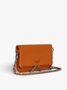 Pochette Rock Nano - Pochette piccola in pelle granulata con doppia catena e ali distintive.