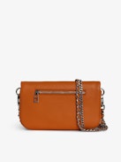 Pochette Rock Nano - Pochette piccola in pelle granulata con doppia catena e ali distintive.