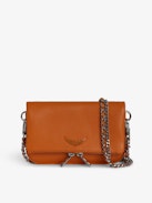 Pochette Rock Nano - Pochette piccola in pelle granulata con doppia catena e ali distintive.
