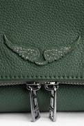 Sac Rocky - Sac en cuir grainé kaki à bandoulière et chaîne en métal Femme