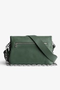 Sac Rocky - Sac en cuir grainé kaki à bandoulière et chaîne en métal Femme