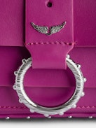Kate Wallet Bag - Fuschia smooth leather mini bag with ring and metal chain.