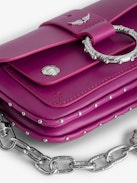Kate Wallet Bag - Fuschia smooth leather mini bag with ring and metal chain.